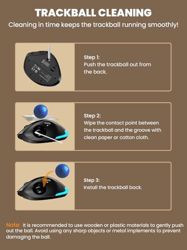 Wireless Trackball Mouse, Adjustable Angle, Rechargeable, Backlit-Blue Ball