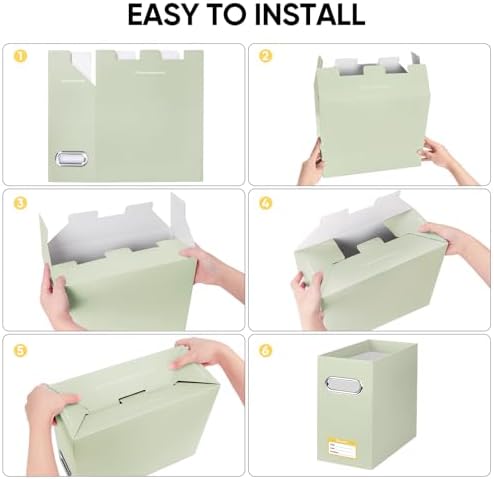 BALEINE 4PK File Organizer Box, Cardboard File Folder Organizer with Handle