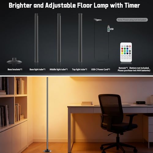 NBBUFF IC+RGBW Led Corner Floor Lamp USB Powered App & Remote Control,1Pack