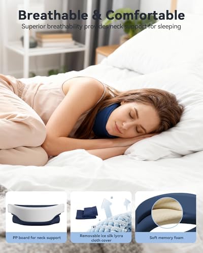 Heated Style Cervical Collar Neck Support Brace, Blue, Medium Size, Fits Neck Circumference 12.6-15.8 inches, Height 3.0-3.3 inches.