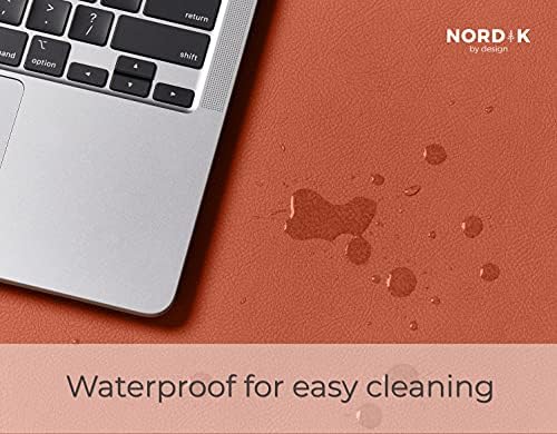 Nordik Leather Desk Mat - Cork Whiskey Brown - Leather Desk Pad 35x17 in