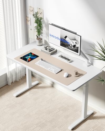 YSAGi Leather Desk Protector, Office Mat, Large Mouse Mat, Non-Slip PU Leather Blotter, Laptop Desk Mat, Waterproof Writing Pad for Office and Home(Eeggshell, 63" x 17.2")