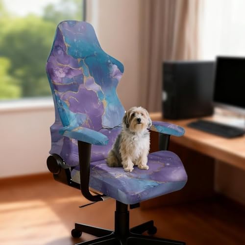Office Chair Covers Stretchable Gaming Chair Cover Removable Washable Armchair Slipcovers with Arms Purple Computer Chairs Seat Slipcovers Fits Most Office/PC Chairs