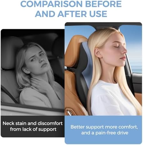 BEBAS Car Headrest Pillow, Ergonomic Neck Pillow with Memory Foam