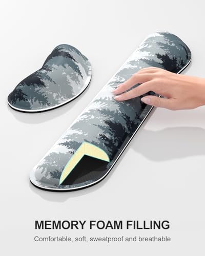 Auhoahsil Large Mouse Pad with Wrist Rests for Keyboard & Mouse, Thick Soft Ergonomic Memory Foam Wrist Supports, Big & Long Desk Mat 35.5 x 15.7 in, for Office Gaming Computer, Misty Forest