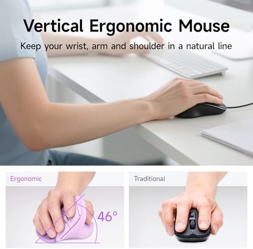 SANWA Wireless Ergonomic Mouse for Large Hands with Wrist Rest, Purple