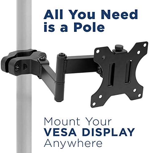 Mount-It! Universal Full Motion Steel Pole Mount with Articulating Arm and Removable VESA Plate for 17 to 32 Inch Monitors & TVs, VESA 75x75 & 100x100 Compatible, Black (MI-391)