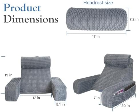 Reading Pillow for Bed Sitting Up with Large Pockets,Modern Style