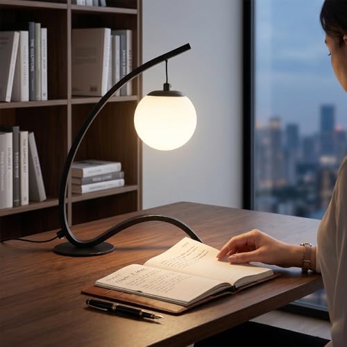 Bedside Lamp, Dimmable Nightstand Lamp Adjustable Desk with 3 Brightness Levels 3 Color Temperatures Anti Glare for Home Hotel Bedroom Reading (Black)