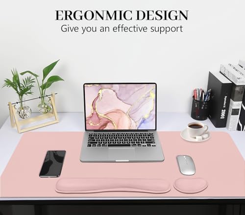 Desk Mat Set,3-in-1 Mouse Pad with Wrist Rest and Keyboard Pad