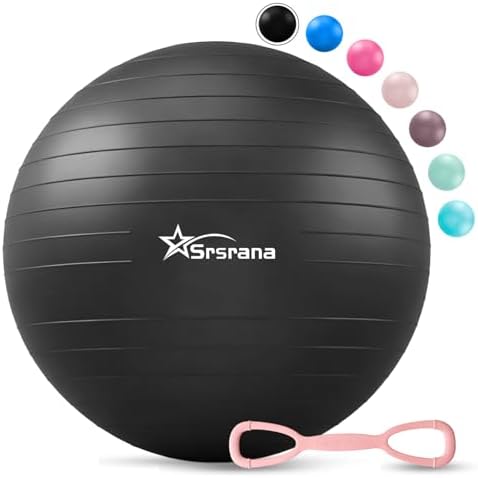Exercise Ball - Anti-Burst Yoga Ball for Pilates, Pregnancy & Core Stability - Ergonomic Office Desk Ball Chair & Physical Therapy Equipment, Quick Pump Included