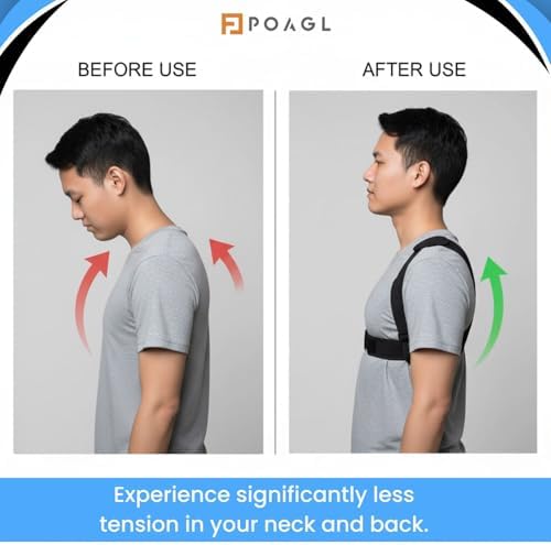 Adjustable Posture Corrector Brace for Men Universal Fit Upper Back, Shoulder & Clavicle Support, Helps Improve Posture & Relieve Neck, Shoulder & Back Pain (Patented Design)