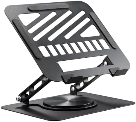 Laptop Stand for Desk Adjustable Computer Stand 360° Rotating with Hollow Ventilation Board Large Weight Capacity Laptop Riser Adjustable Height Laptop Stand for All 10" - 17'' Laptops