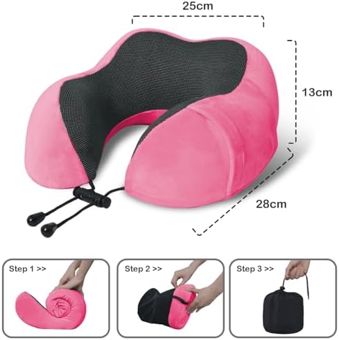 Travel Pillow, Memory Foam Neck Pillow for Traveling, U Shape Neck Pillow Airplane Portable Flight Pillow Travel Kit with 5D Contoured Eye Masks and Earplug for Plane Train Car Home Office