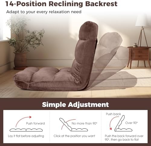 COSTWAY Floor Chair, 14 Positions Adjustable Floor Gaming Chair