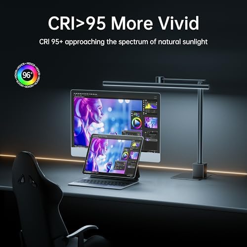 deeloop LED Desk Lamp, 2-in-1 Clamp Light, CRI95+, Asymmetric Lighting