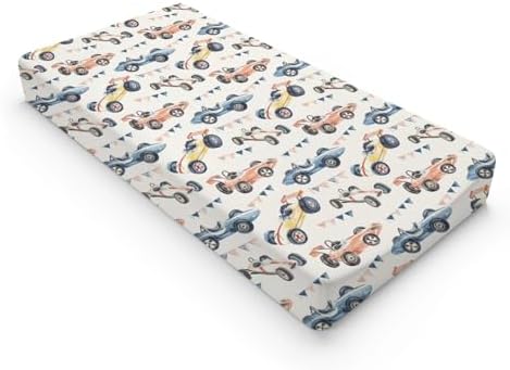 Watercolor Racing Car Transportation Baby Changing Pad Cover,Unisex Car Nursery Diaper Changing Table Pad Mat Sheet for Boys Girls-16x32