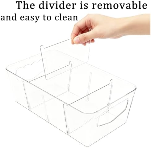 SPACELEAD 4 Pack Clear Drawer Organizers with Dividers, Plastic Bins