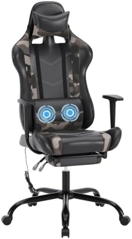 BestOffice Massage Gaming Chair with Footrest, Office Desk Chair, Camo