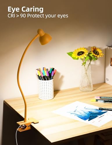 LiFMIRA Desk Lamp Clip on Lamp for Bed, LED Reading Light for Bed Yellow