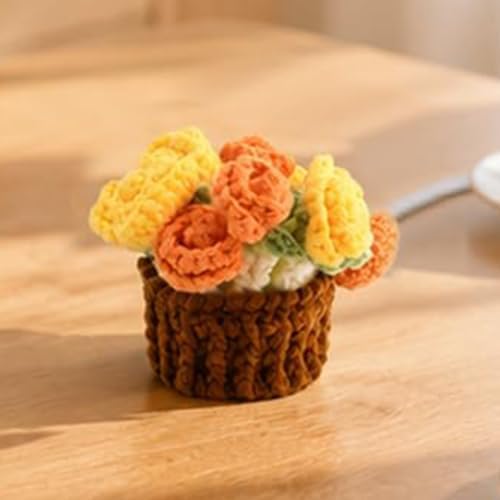Transformable Knitted Rose Convertible Flower Basket 2-in-1 Crochet