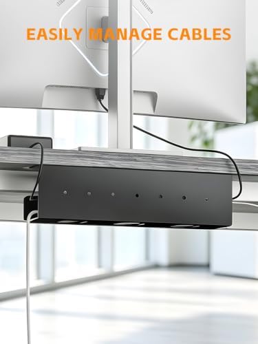 Bracwiser Under Desk Cable Management Tray, 16 inch Metal Cable Management Under Desk, Cable Tray Holder with Wire Management, Cord Organizer, Wire Tamer for Office and Home, Black, S74