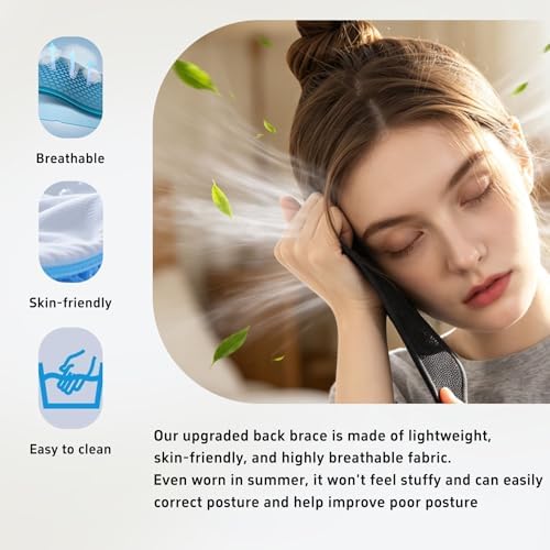 Back Brace Posture Corrector for Women and Men Upgraded Dynamic Traction Correction System Adjustable Shoulder Support Straightener Helps Reduce Upper Lower Back Pain Suitable for Hump Scoliosis Black X-Large