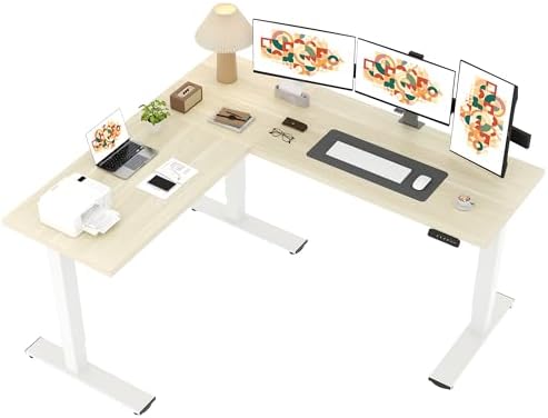 SANODESK 71" Reversible L-Shaped Electric Standing Corner Computer Desk