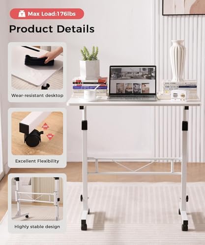 KLSMYHOKI Standing Desk Adjustable Height, Mobile Stand Up Desk with Wheels