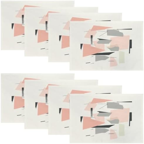 Minimalist Abstract Composition Placemats, Geometric Forms Contemporary Art Place Mats for Dining/Kitchen Table Waterproof Washable Linen Heat Insulation Dinner Table Mats 12X18 in 8 Pcs