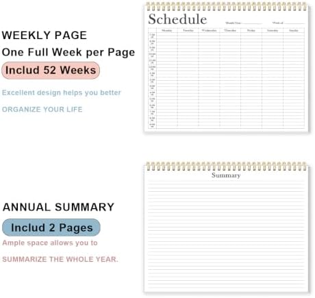 (3-Pack) Weekly Schedule Planner - 8.5" x 11" Weekly Schedule Pad, Desk Planner for Home, Work, School, Projects, 52 Weeks, Black