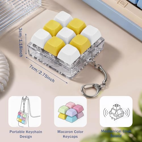 Keyboard Fidget Toy, Creamy Fidget Clicker Keyboard Fidget Keychain, Button Fidget Gifts for Adults, Boost Focus & Ease Anxiety Anywhere — Perfect Stress-Relief Gift (3×3 Grid Layout Z)