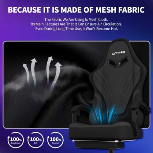 Gaming Chair, Big and Tall Gaming Chairs for Adults with Footrest and Lumbar Support, Comfortable Ergonomic Fabric Computer Chair 350 lbs, 360° Swivel, Height Adjustable Video Game Chairs, Silla Gamer