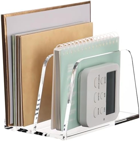 SANRUI Acrylic Mail Organizer for Desk, Mail Holder with 2-Slot, Clear