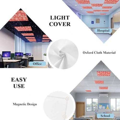 Red Snowflake Magnetic Fluorescent Light Covers for Ceiling Lights 2 x 4 Feet,Christmas Winter Festival Xmas Modern Office Classroom Kitchen Drop Ceiling Light Covers Lighting Shade Panel 1 Pack