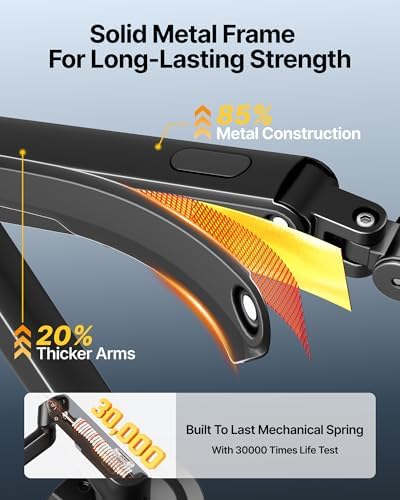 monTEK Single Monitor Arm, 17–32" Screen, Full Motion Adjustment,20 lbs