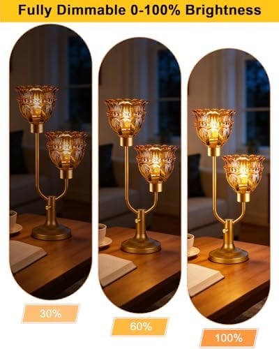 Mid Century Modern Table Lamp Dimmable Vintage Gold Glass Lamp Gift