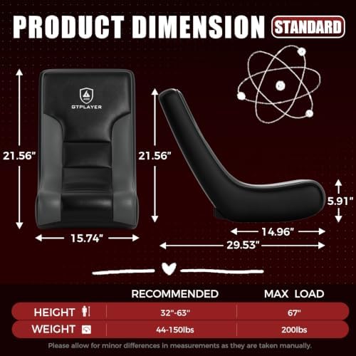 GTPLAYER Floor Rocker Gaming Chair – Adjustable Angle Limiter, Ultra Lightweight Ergonomic Floor Rocking Game Seat for Gaming and Lounging, Black