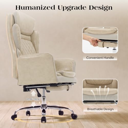 Big and Tall Executive Criss Cross Office Chair with Footrest Flip Armrest