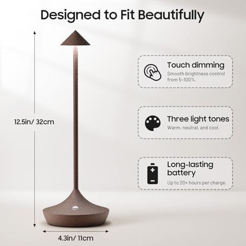 2 Pack Cordless Table Lamp, Rechargeable 6000mAh Battery Table Light