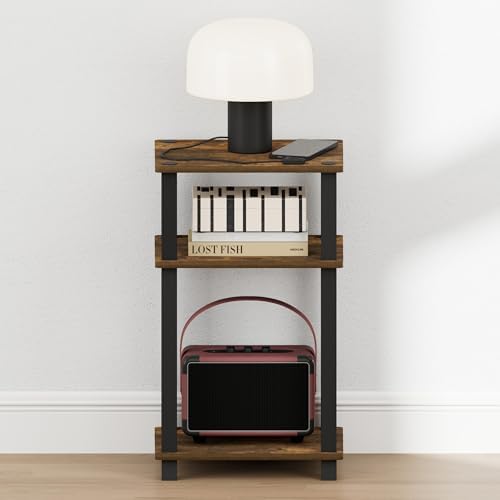 Furinno JUST 3-Tier Toolless Night Stand, Open Shelf, Amber Pine