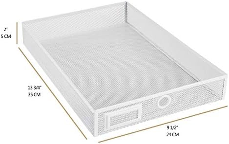 Annova Desk Organizer Wire Mesh 3 Tier Sliding Drawers Paper Sorter/Multifunctional/Premium Solid Construction for Letters, Documents, Mail, Files, Paper, Kids' Art Supplies (White)