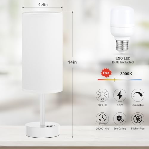Dicoool Bedside Table Lamp for Bedroom - 3-Way Dimmable Touch Lamp, USB A+C