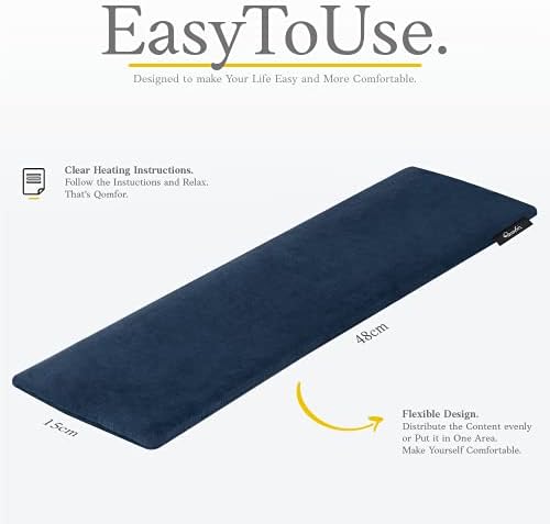 Qomfor - Microwavable Heating Pad - Dark Blue - Lavender Scented Heat Pack - Therapeutic Heat Wrap for Neck, Shoulders & Period Cramps Pain Relief - Reusable Hot/Cold Therapy Bag