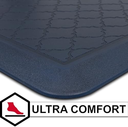 Tempur-Pedic Ultra Comfort Anti-Fatigue Lattice Twilight 1' 8" x 3' 6" Kitchen Floor Mat Cushioned Ergonomic Standing Desk Mat Waterproof Non-Skid Foam
