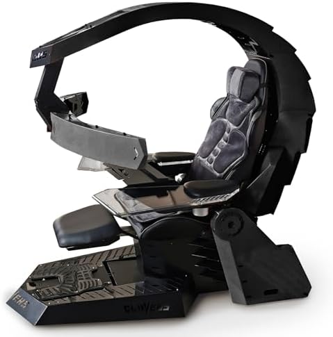 Black,Zero Gravity Computer Cockpit, Comfortable Gaming Chair - Ergonomic Zero Gravity Video Game Chair, Luxury Ergonomic Computer Cockpit Workstation