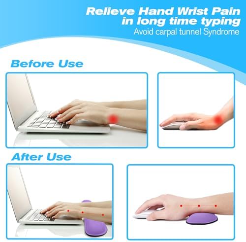 Keyboard Wrist Rest and Mouse Wrist Rest Set - Ergonomic Memory Foam Wrist Cushion - for Wrist Support on Computer, Laptop, Office, Playing Games, Typing Relieves Wrist Pain Purple