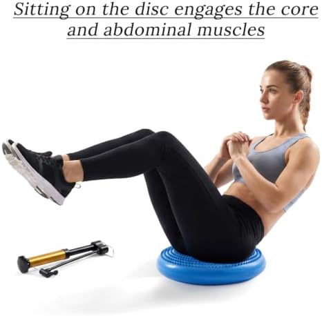 Wobble Cushion, Flexible Wiggle Seat Balance Pad for Sensory with Inflation Pump, for Adults Core Strength, Non-slip Wobble Disk for Posture Improvement & Physical Therapy