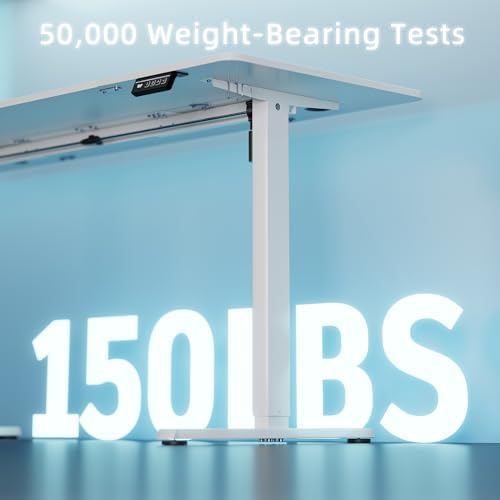 Shintenchi Standing Desk, 63x24 Inch Height Adjustable Electric Sit Stand up Desk, Ergonomic Rising Computer Table, Modern Lift Gaming Desk Workstation for Home Office, White