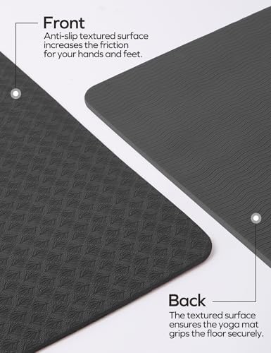 Ewedoos Eco Friendly Yoga Mat with Alignment Marks TPE Yoga Mat Non Slip Hot Yoga Mat Thick 1/4'' Anti-Tear Surfaces Exercise Mats for Home Workout Fitness Pilates
